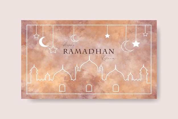 Vecteur bannière de ramadan kareem avec fond abstrait aquarelle