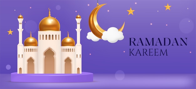 Bannière de Ramadan Kareen dans un style réaliste