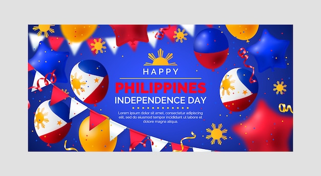 Vecteur bannière réaliste de la fête de l'indépendance des philippines