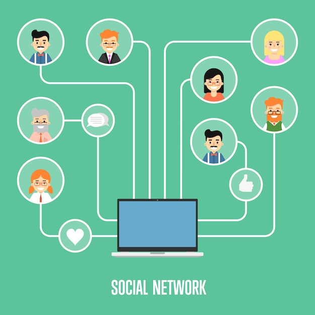 Bannière de réseau social avec des personnes connectées