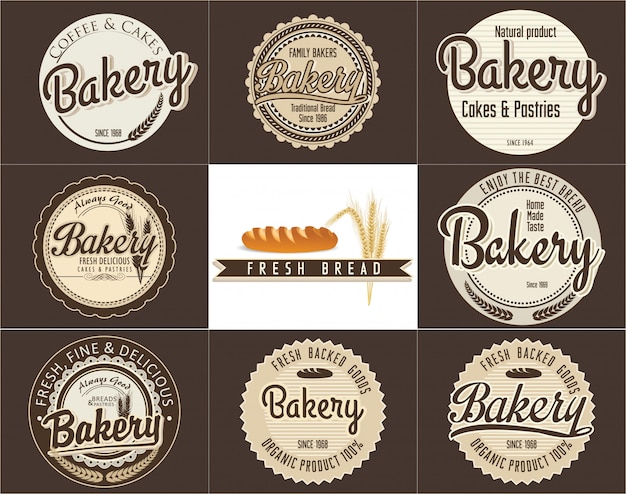 Bannière rétro boulangerie, ensemble