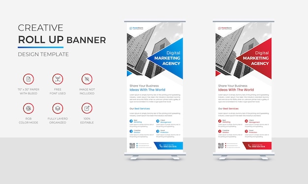 Vecteur bannière de rollup d'entreprise moderne professionnelle ou modèle de conception premium x banner standee