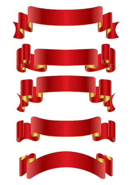 Bannière De Ruban Rouge Définie Illustration Vectorielle.
