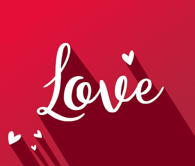 Bannière de la Saint-Valentin avec des cœurs et une calligraphie manuscrite isolée sur fond rouge