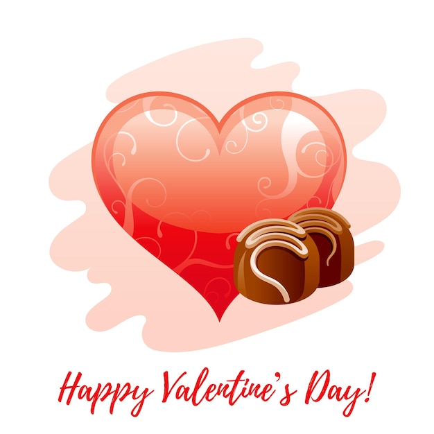 Vecteur bannière de la saint-valentin. fond mignon saint valentin avec coeur et bonbons au chocolat