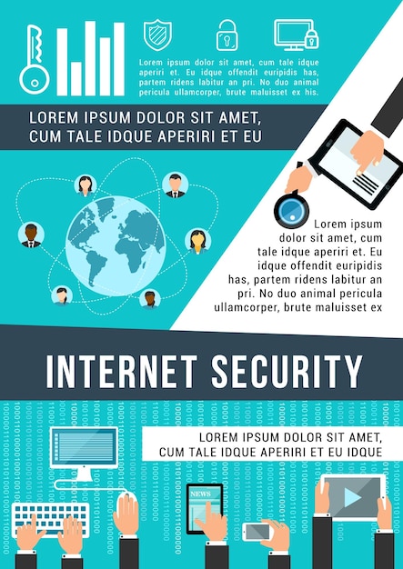 Bannière De Sécurité Internet De Conception De Protection Des Données