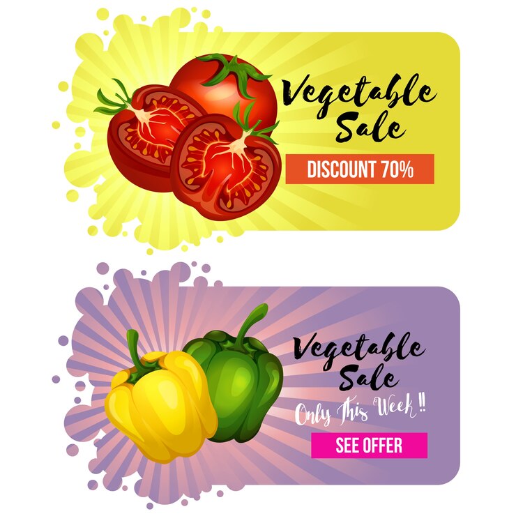 bannière de site Web de légume avec la tomate et le capsicum