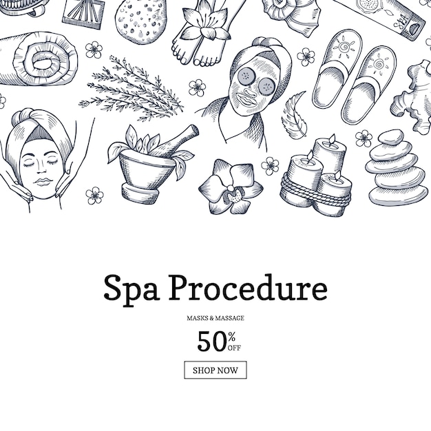 bannière de spa dessiné à la main