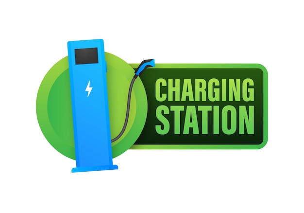 Bannière De La Station De Charge Ev Illustration Vectorielle Stock