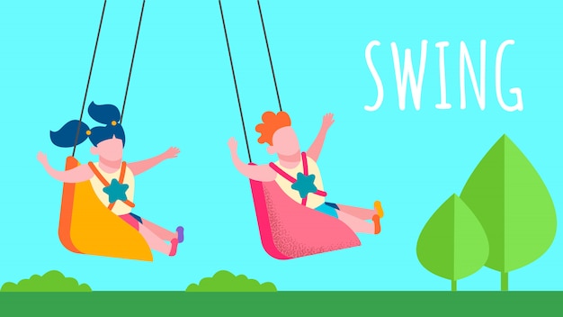 Bannière De Texte Swing Flat Memories Happy Childhood Memories