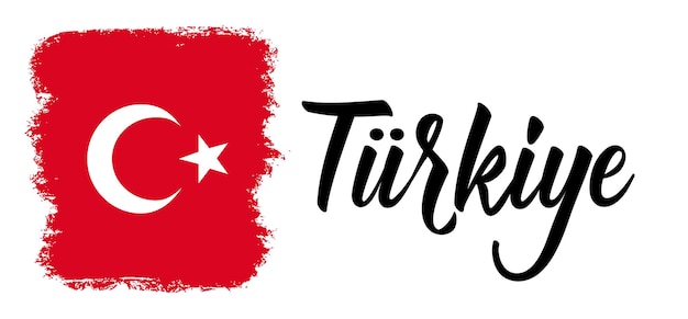 Bannière Turkiye Turquie Avec Drapeau Grunge Nouveau Changement De Nom Made In Turkiye