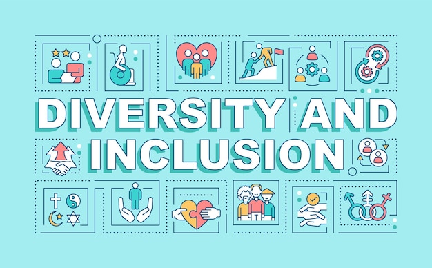 Bannière Turquoise De Concepts De Mots De Diversité Et D'inclusion