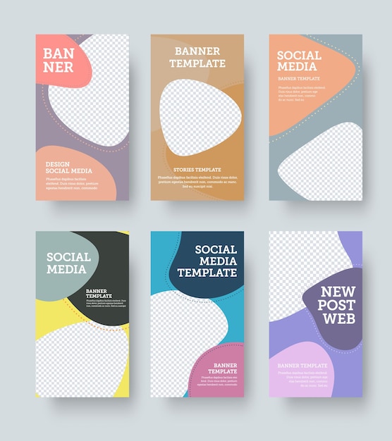 Bannière de vecteur avec illustration géométrique de couleur, modèle d'histoires avec présentation de conception. Modèle de poste rectangulaire pour la promotion de la boutique en ligne, concept d'entreprise. Affiche de médias sociaux sertie de motif