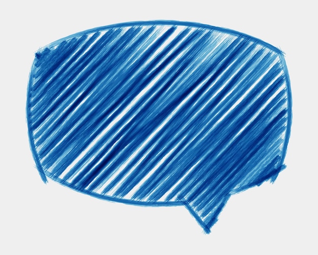 Vecteur bannière de vecteur de nuage de dialogue ombragé au crayon lignes abstraites bleues sur bulle pastel de conversation dessinée à la main