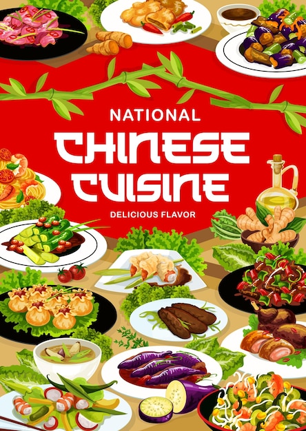 Vecteur bannière de vecteur de repas nationaux de cuisine chinoise