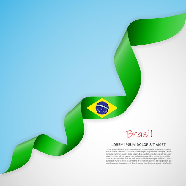 Bannière Vectorielle Aux Couleurs Blanches Et Bleues Et Ruban Ondulant Avec Le Drapeau Du Brésil Pour Brochures, Logos