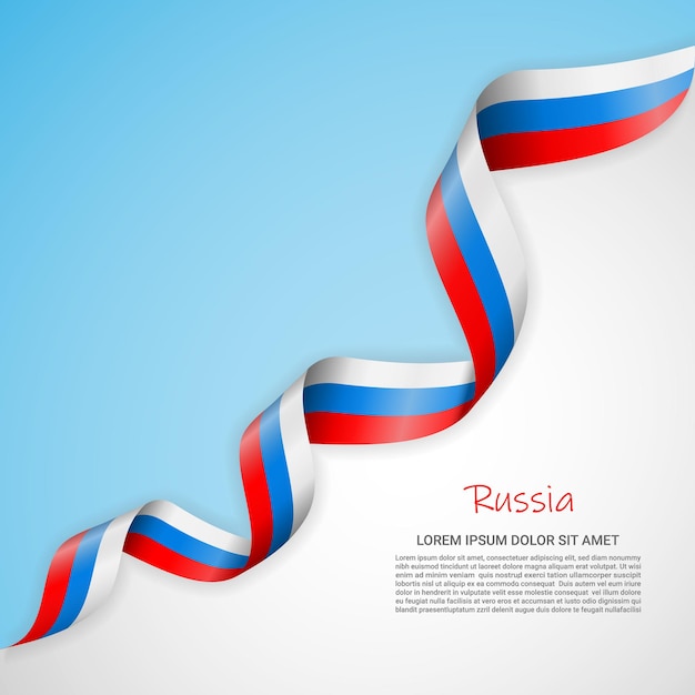 Bannière Vectorielle Aux Couleurs Blanches Et Bleues Et Ruban Ondulant Avec Le Drapeau De La Russie Pour Brochures, Logos