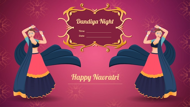 Bannière Vectorielle Dandiya, Happy Navratri.