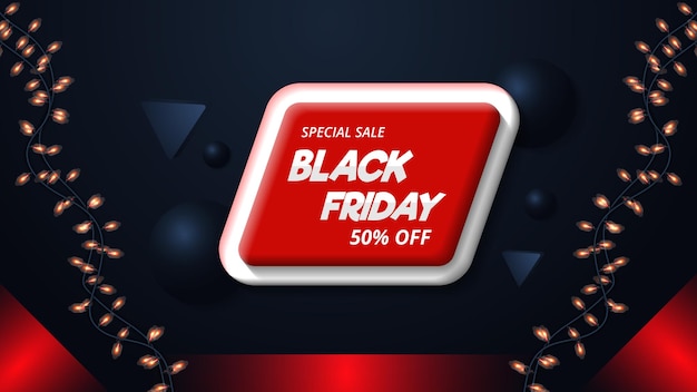 Bannière de vente 3D Black Friday avec lumière