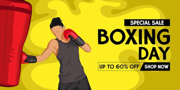 Vecteur bannière de vente de boxe