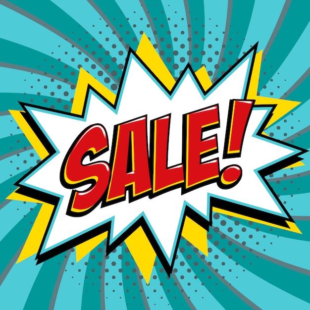 Bannière de vente dans un style bande dessinée pop art