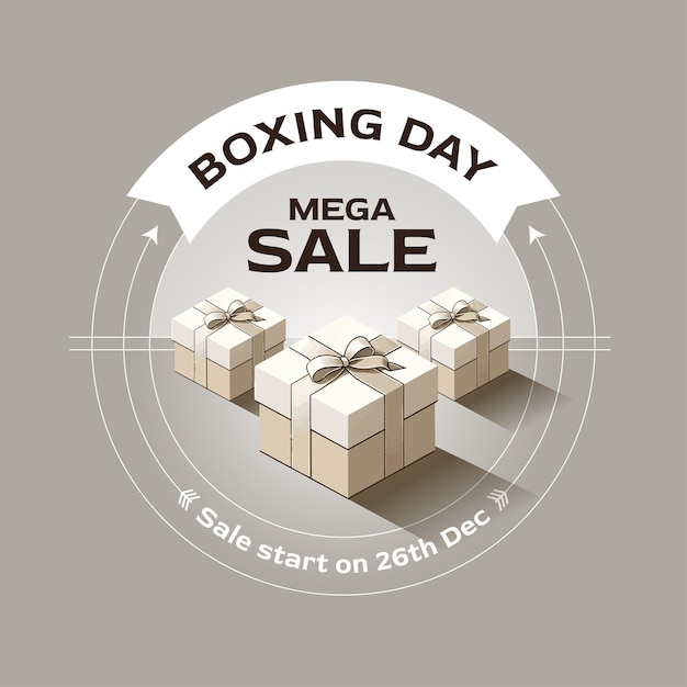 Bannière de vente du jour de boxe avec illustration de boîte à cadeaux