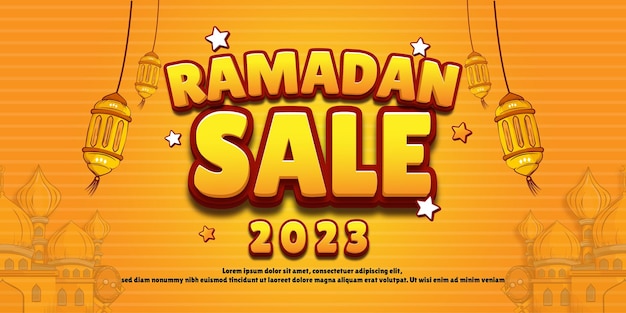 Vecteur bannière de vente du ramadan avec effet de texte