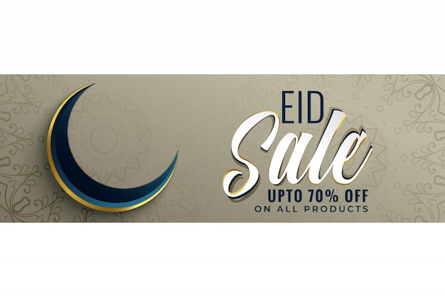 Bannière De Vente Eid Musulman Avec La Lune