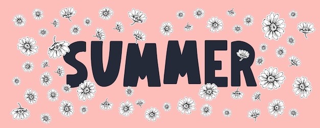 Bannière De Vente D'été Avec Des Fleurs