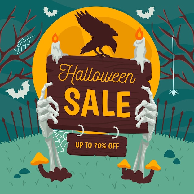 Bannière De Vente Halloween Dessiné à La Main