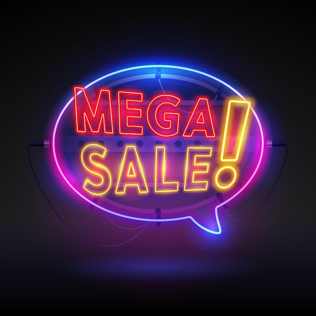 Bannière De Vente Mega Neon Rougeoyante