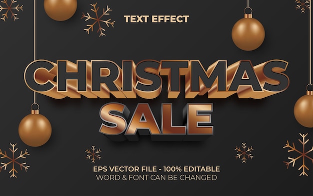 Bannière de vente de Noël Effet de texte modifiable Thème de Noël