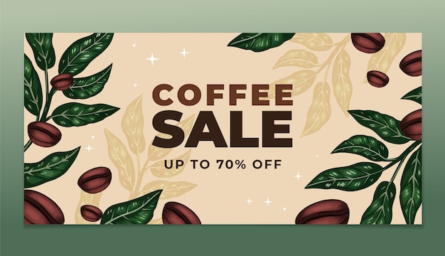 Bannière De Vente De Plantation De Café Aquarelle Avec Remise