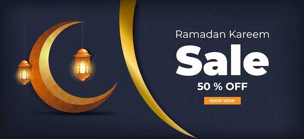 Vecteur bannière de vente ramadan kareem