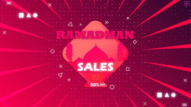 Vecteur bannière de vente ramadan