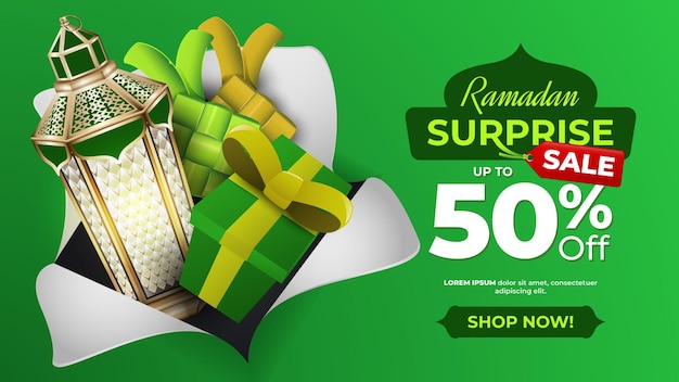 Bannière De Vente Surprise Du Ramadan