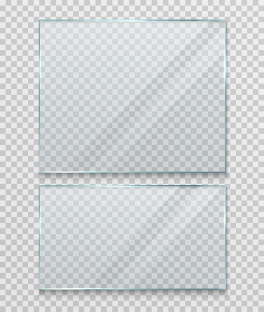 Vecteur bannière en verre transparent, cadre.