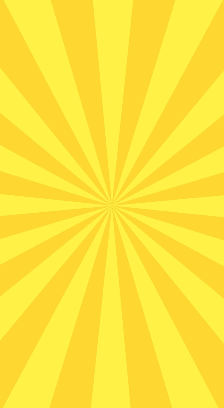 Vecteur bannière verticale jaune avec des rayons solaires, des lignes de fond de téléphone portable, de la lumière de fond