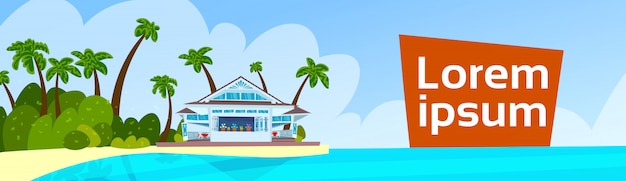 Vecteur bannière de villa de vacances d'été seashore