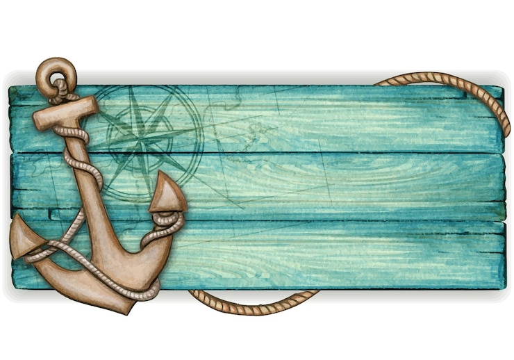 Vecteur bannière vintage nautique en bois aquarelle