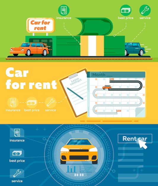 Bannière De Voiture à Louer Dans Un Design Plat