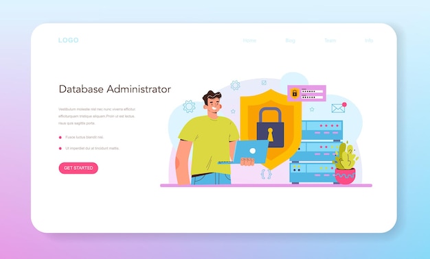 Bannière Web D'administrateur De Base De Données Ou Gestionnaire De Page De Destination