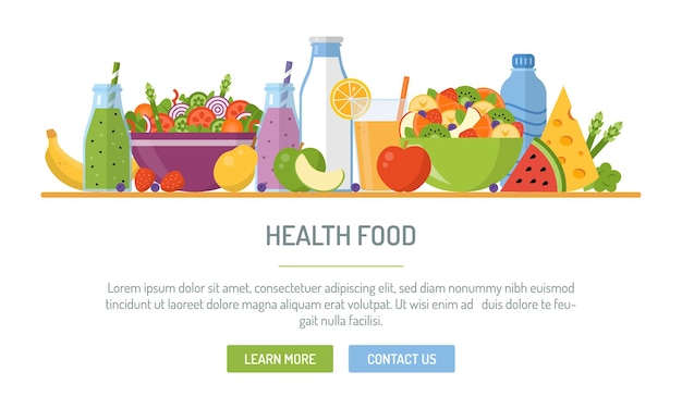 Une bannière sur le web sur les aliments pour la santé