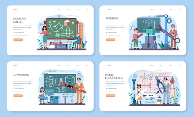 Bannière Web De Cours D'artisanat Et De Modélisation Ou Ensemble De Pages De Destination
