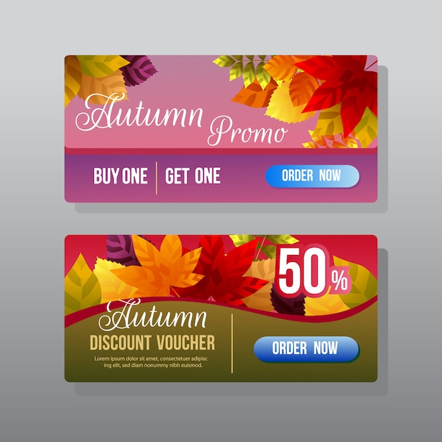 Bannière Web Discount D'automne Avec Des Feuilles Uniques