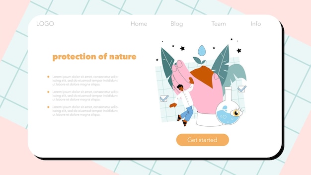 Vecteur bannière web écologiste ou page de destination scientifique prenant soin de la nature