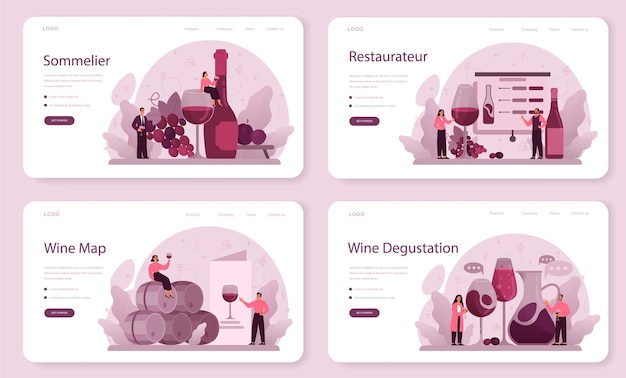 Bannière Web Ou Ensemble De Pages De Destination De Sommelier