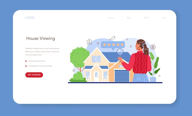 Bannière Web De L'industrie Immobilière Ou Page De Destination Agent Immobilier
