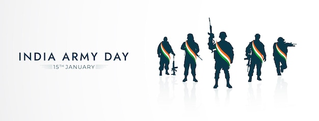 Vecteur bannière web de la journée de l'armée indienne du 15 janvier
