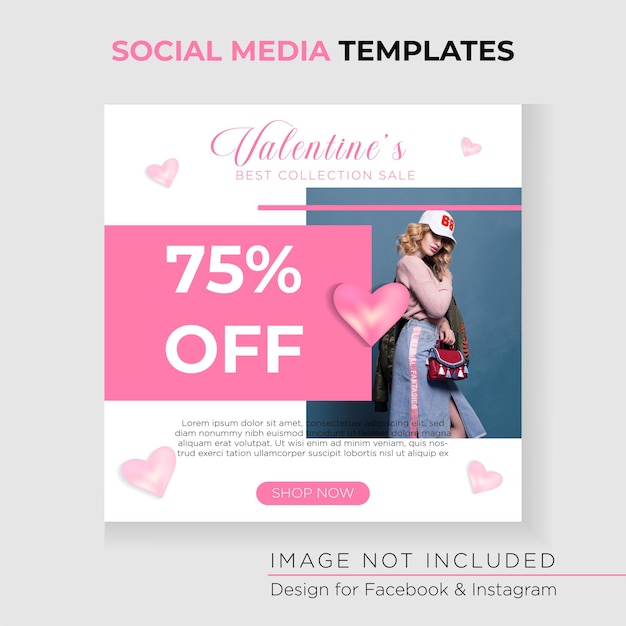 Bannière web de modèle de publication sur les médias sociaux de vente de la saint-valentin pour promouvoir votre produit